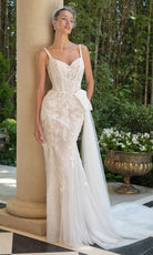 Andrea and Leo WL068 - Embroidered Lace Mermaid Wedding Dress - back view
