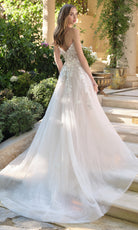 Andrea and Leo WL070 - Illusion Plunge Floral Wedding Dress - back view