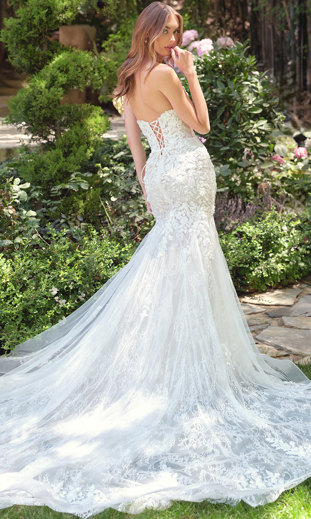 Andrea and Leo WL088 - Strapless V Neck Mermaid Bridal Gown - back view