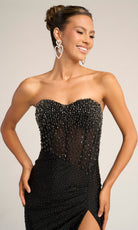 Portia and Scarlett XO012 - Sheath Skirt Crystal Encrusted Prom Dress - back view