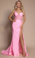 Portia and Scarlett XO039 - Lace Applique Illusion Corset Dress - detail view