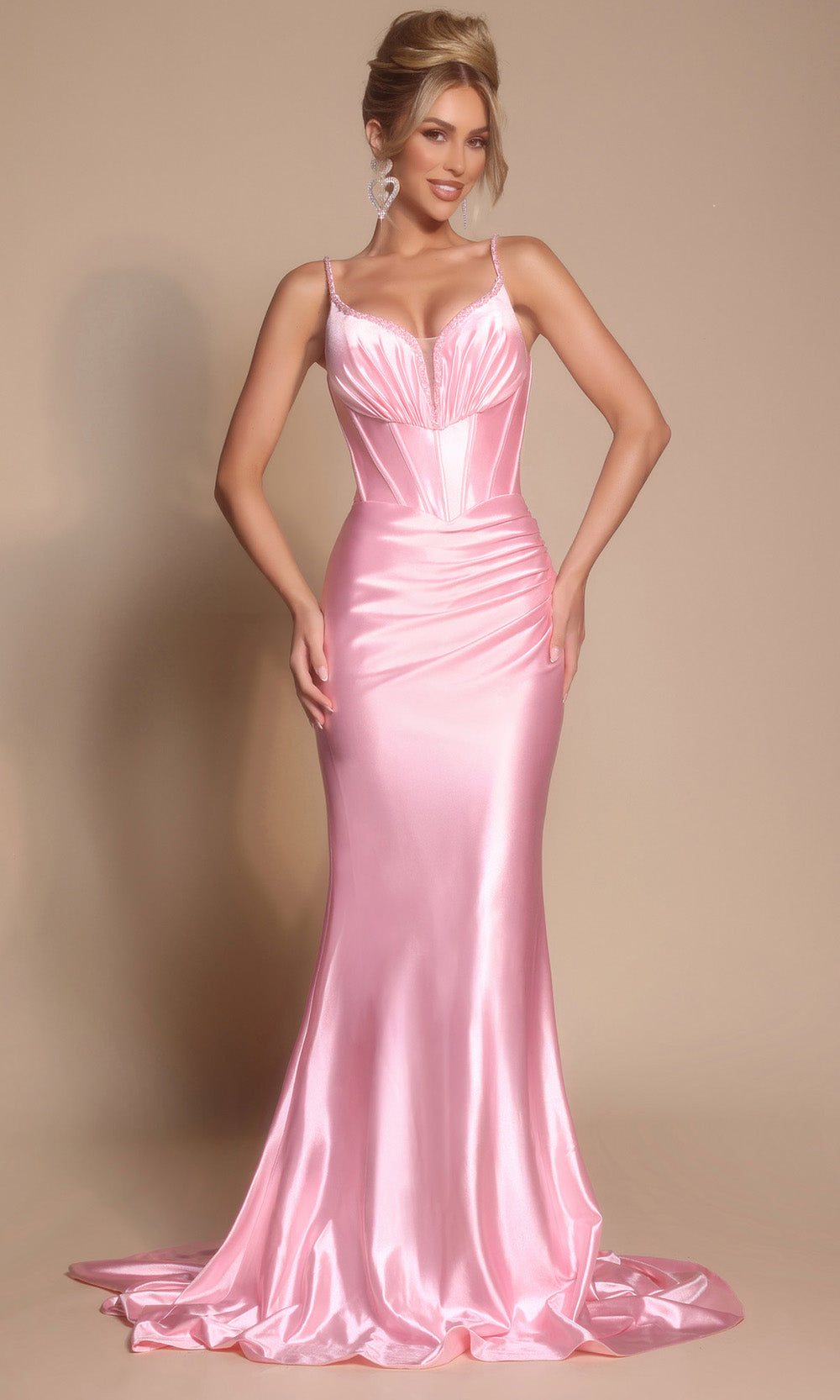 Portia and Scarlett XO042 - Beaded Strap Ruched Prom Gown - view 6