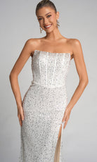 Portia and Scarlett XO054 - Straight Across Shimmer Fitted Dress - view 4