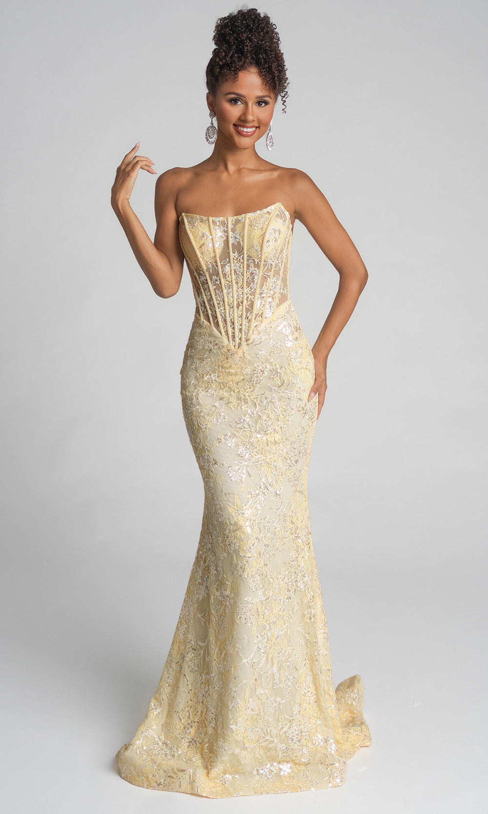 Portia and Scarlett XO082 - Scoop Floral Lace Evening Dress - detail view
