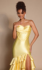 Portia and Scarlett XO085 - Ruffled Tier Mermaid Evening Gown - back view
