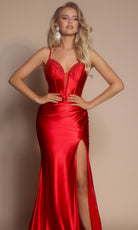 Portia and Scarlett XO088 - Corset Lace-Up Back Sheath Dress - back view