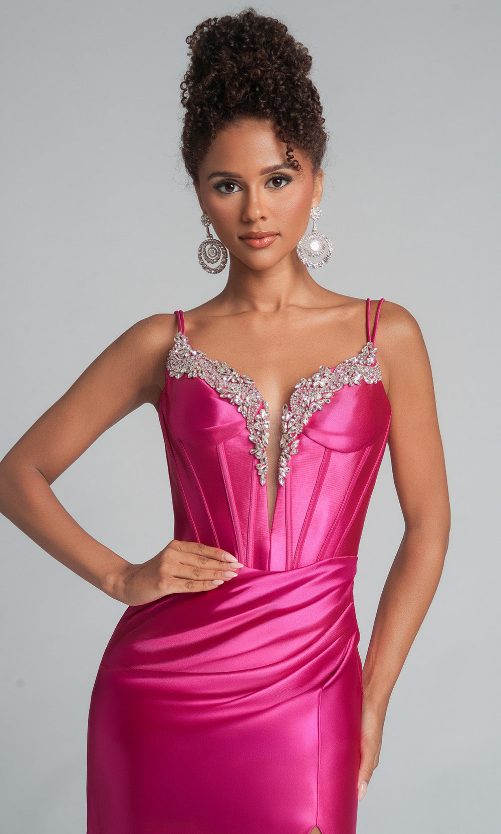 Portia and Scarlett XO105 - Vibrant Satin Corset Prom Dress - back view