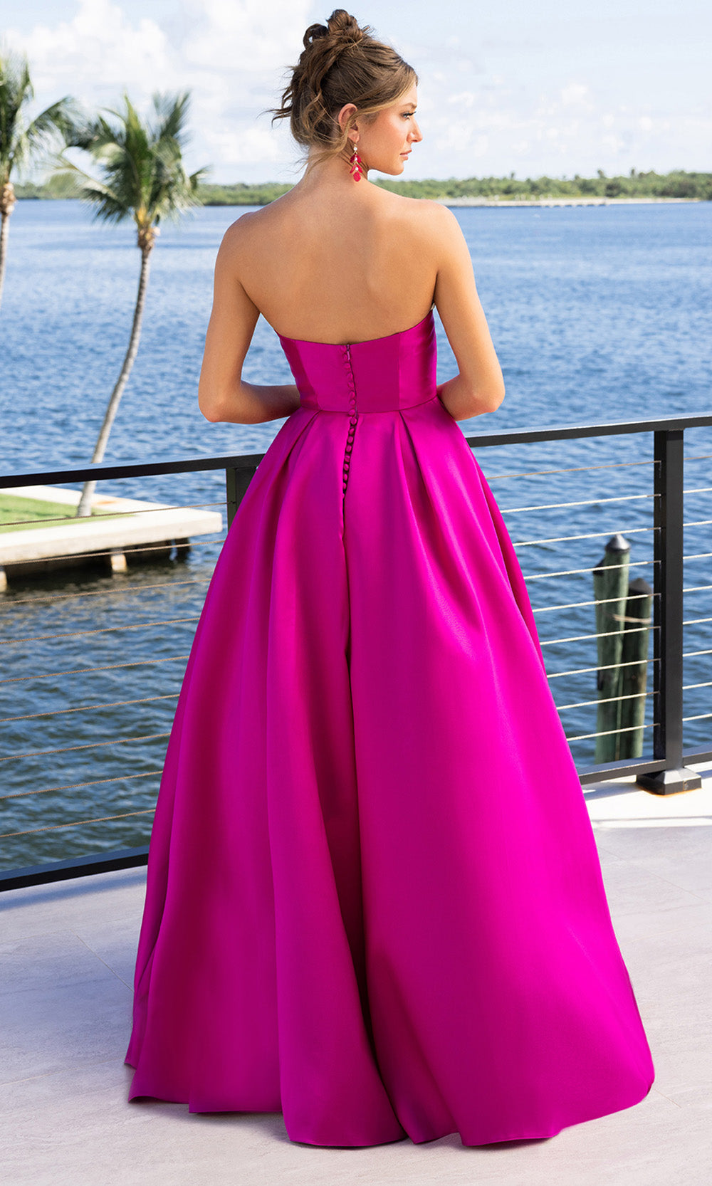 Portia and Scarlett XO110 - Vibrant Satin Sweetheart A-Line Gown - back view