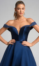 Portia and Scarlett XO117 - Beaded Sleeves Off Shoulder Dress - back view