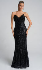Portia and Scarlett XO134 - V-Neckline Sparkle Sheath Gown - designer prom dress at Silhouette Dresses