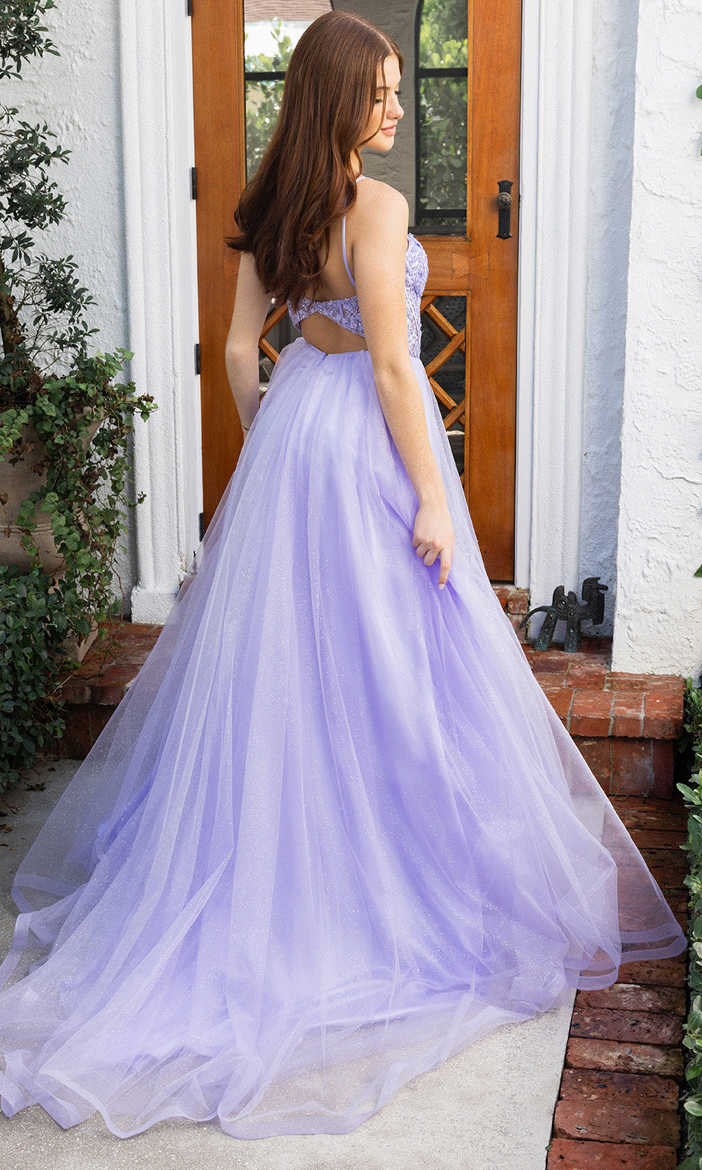 Portia and Scarlett XO163 - Embellished Corset Tulle Prom Dress - back view