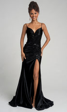 Portia and Scarlett XO168 - Lace Applique Ruched Sheath Dress - designer prom dress at Silhouette Dresses