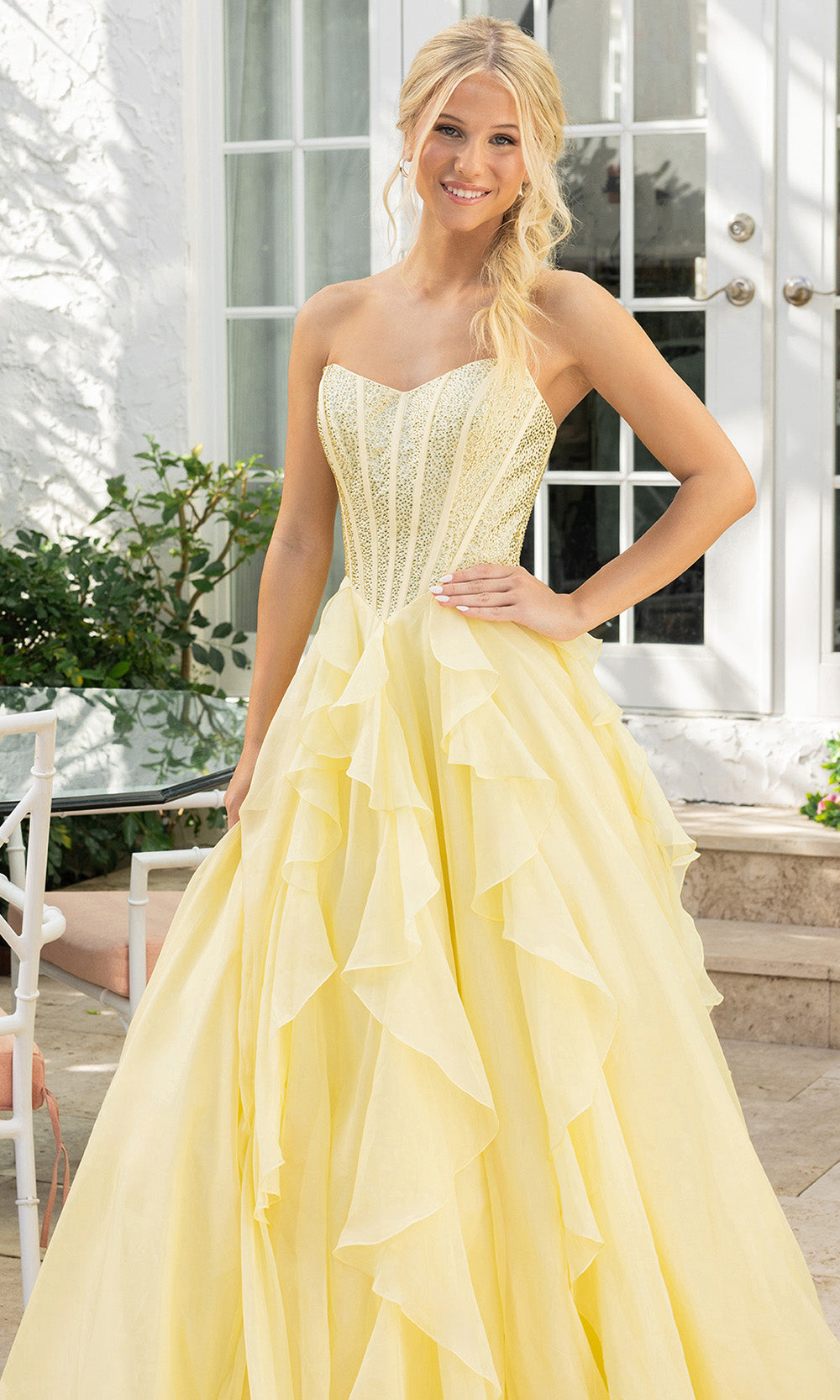 Portia and Scarlett XO174 - Corset Ruffle Overlay Prom Gown - view 4
