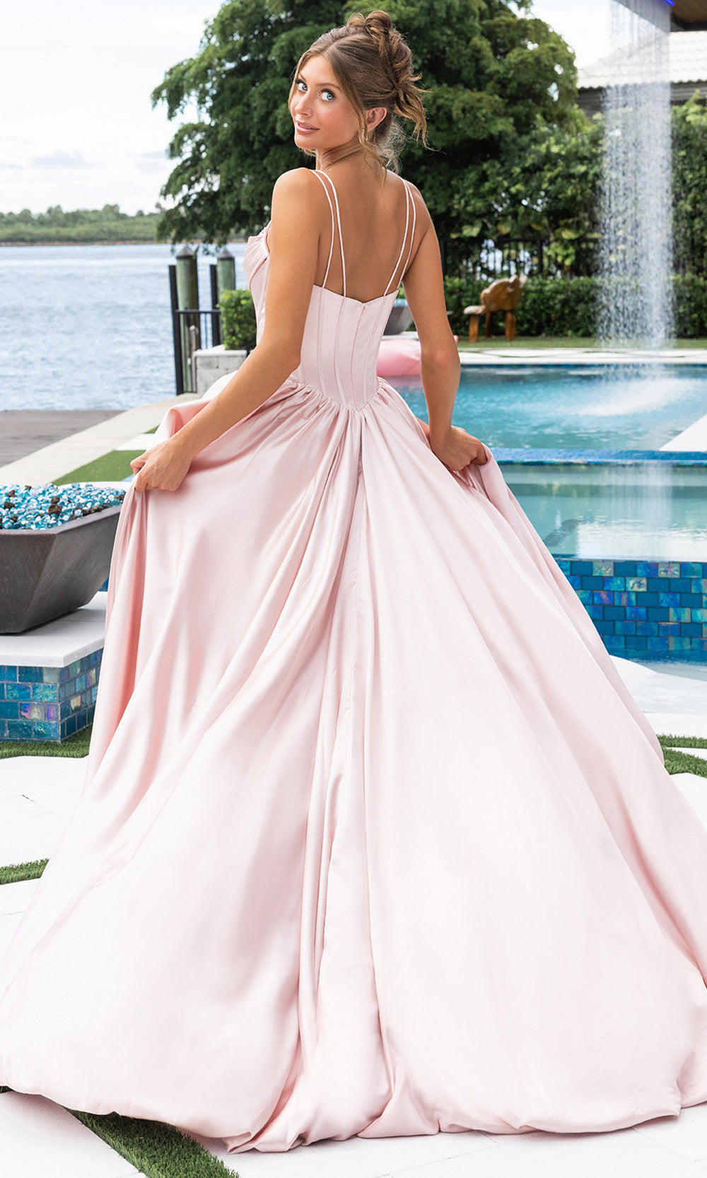 Portia and Scarlett XO182 - Corset Bubble Hem High Low Gown - detail view