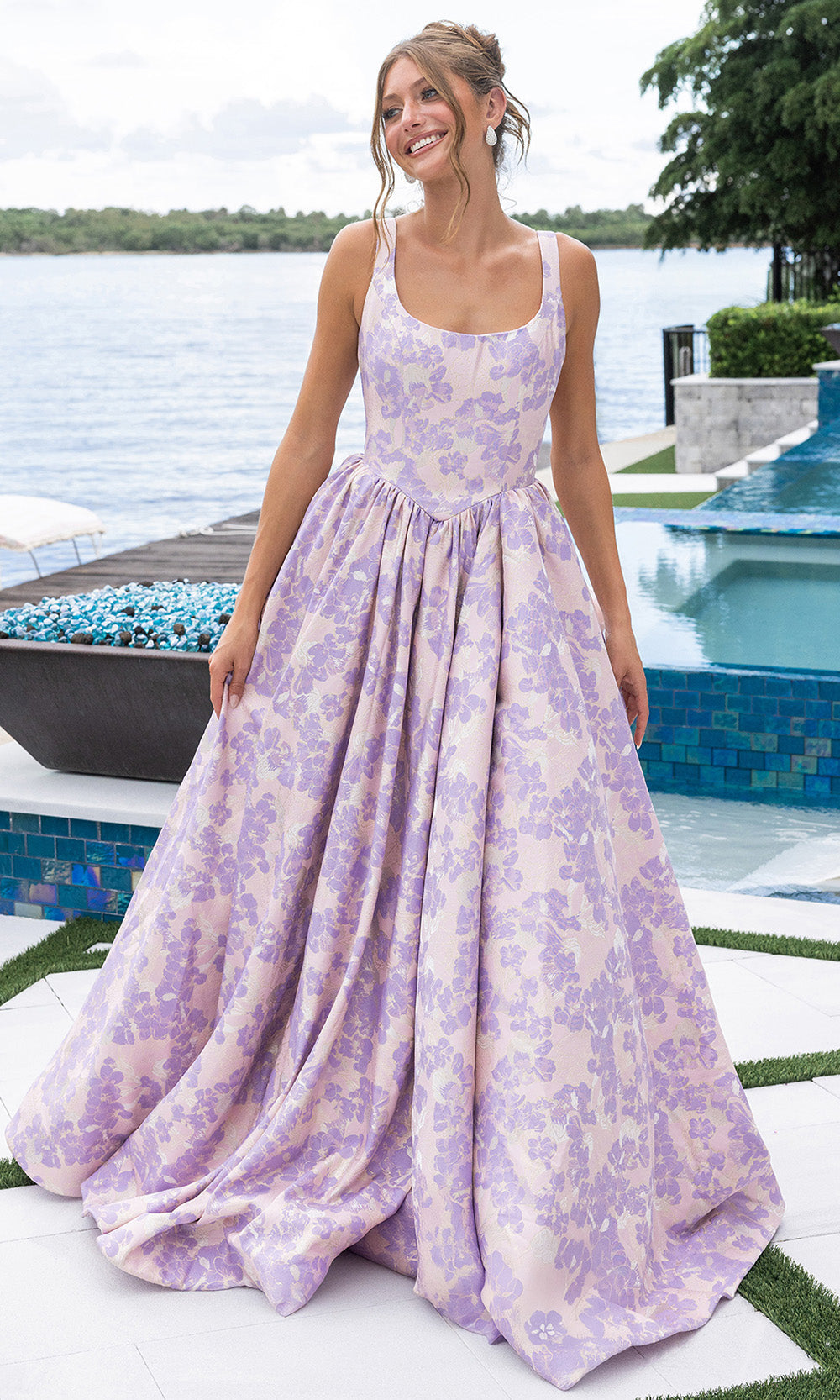 Portia and Scarlett XO185 - Square Neck Floral Prom Ballgown - designer ball gown at Silhouette Dresses