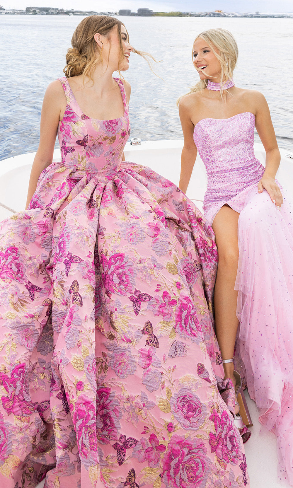 Portia and Scarlett XO188 - Square Neckline Floral Print Ballgown - view 6