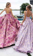 Portia and Scarlett XO188 - Square Neckline Floral Print Ballgown - view 5