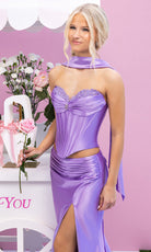 Portia and Scarlett XO190 - Satin Corset Mermaid Evening Gown - back view