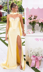 Portia and Scarlett XO190 - Satin Corset Mermaid Evening Gown - detail view