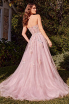 Andrea and Leo A1294 - Floral Appliqued Strapless Evening Dress - detail view