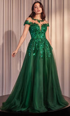 Andrea and Leo A1475 Floral Applique Cap Sleeve Dress
