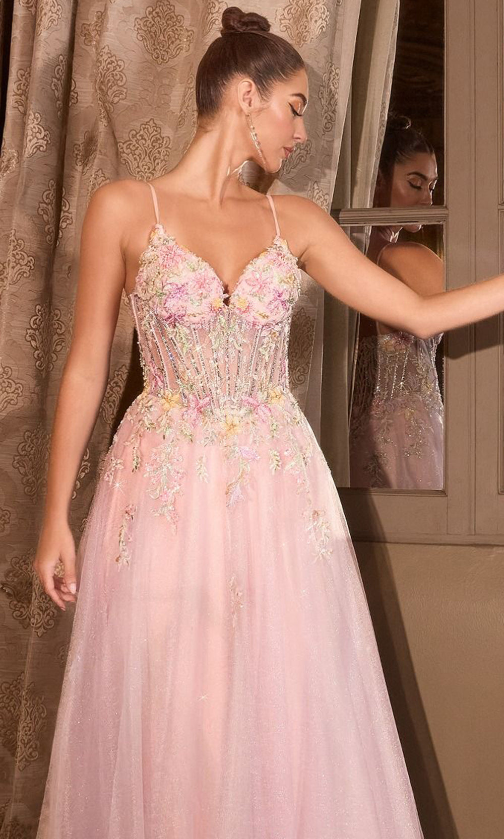 Andrea and Leo A1477 - Embellished Tulle Deep V-Neck Ballgown - view 4