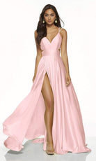 Alyce Paris - 60453 Sleeveless V-Neck Satin Modest Prom A-Line Gown
