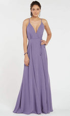 Alyce Paris - Deep V-Neck Crisscross Back Ruched A-Line Dress 60456