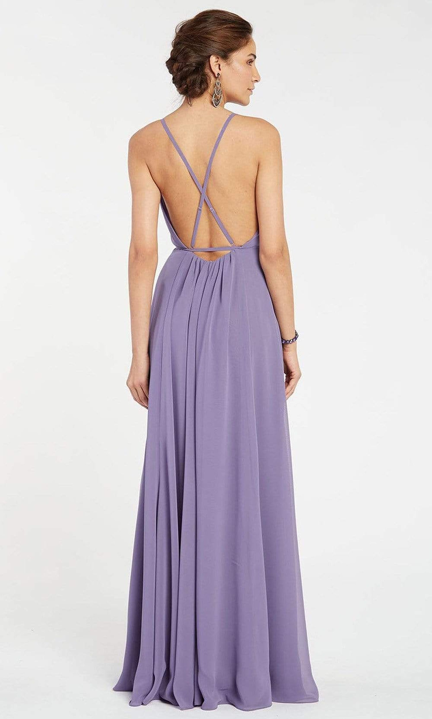 Alyce Paris - Deep V-Neck Crisscross Back Ruched A-Line Dress 60456