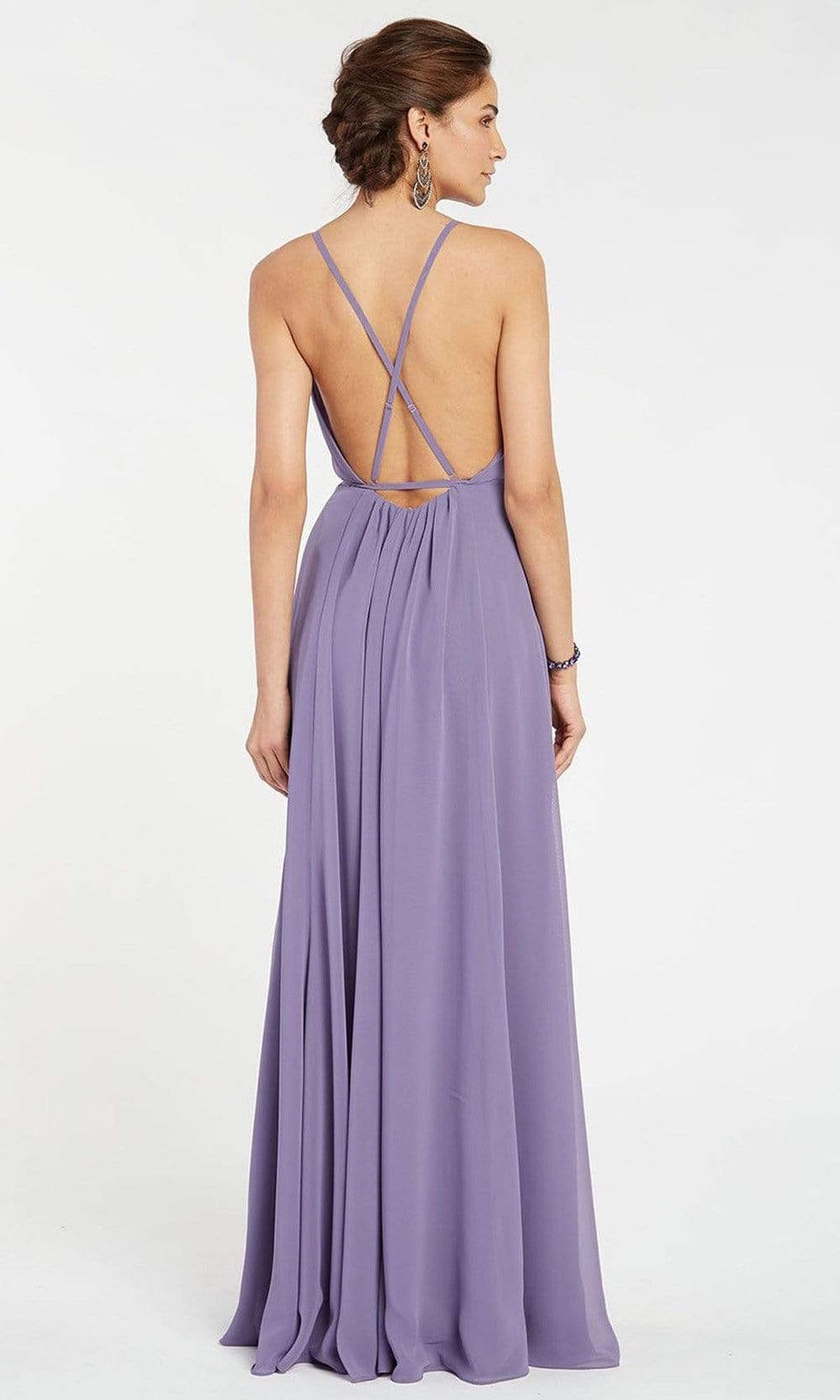 Alyce Paris - Deep V-Neck Crisscross Back Ruched A-Line Dress 60456