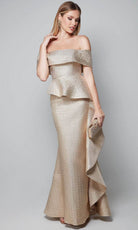 Alyce Paris 27612 - Peplum Off Shoulder Sheath Gown