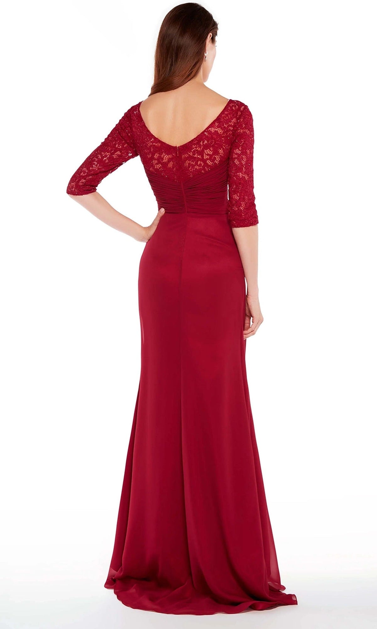 Alyce Paris 27234 - V-Neck Ruched Chiffon Evening Gown