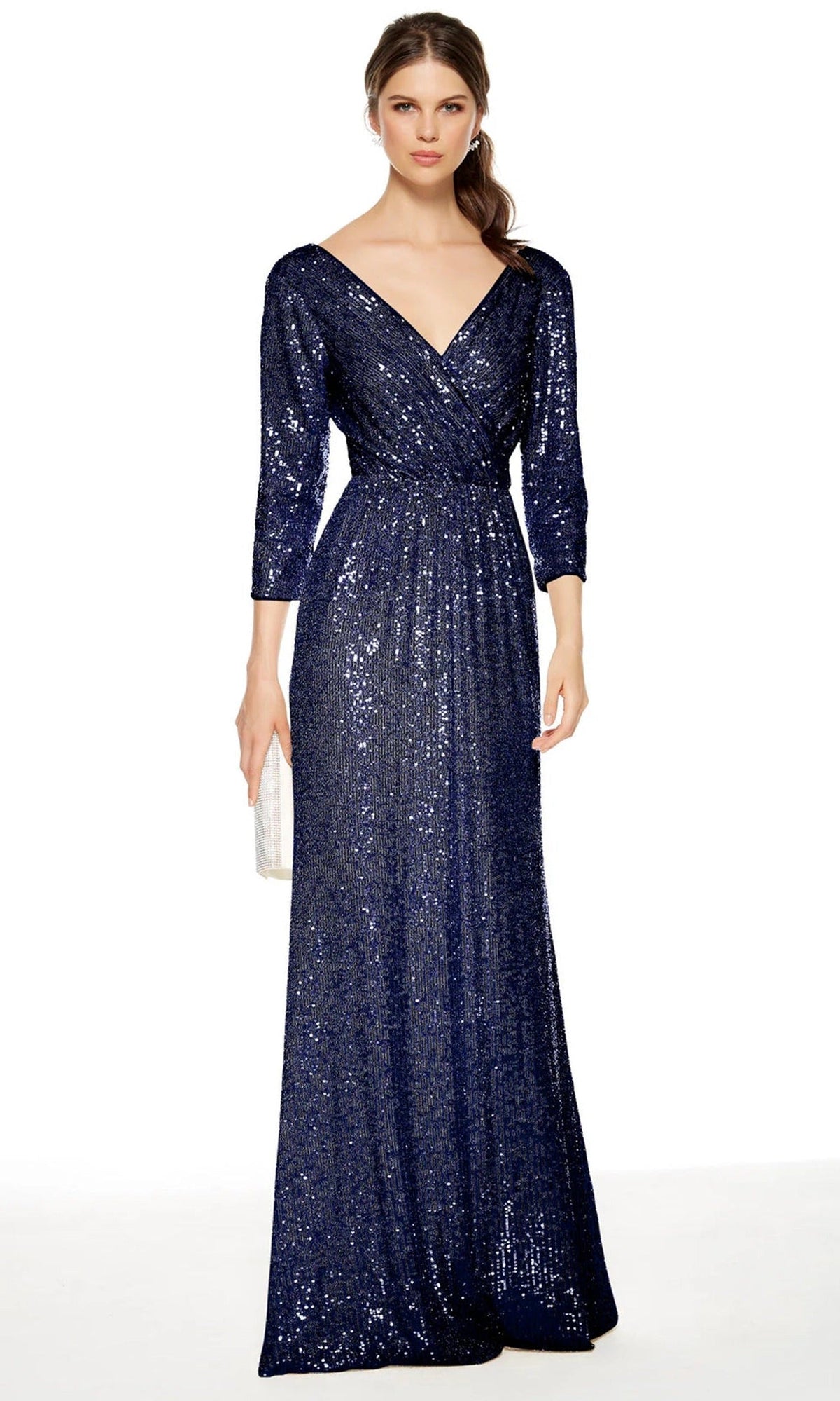 Alyce Paris 27358 - Sequin Mesh V-Neck Gown with Sleeves
