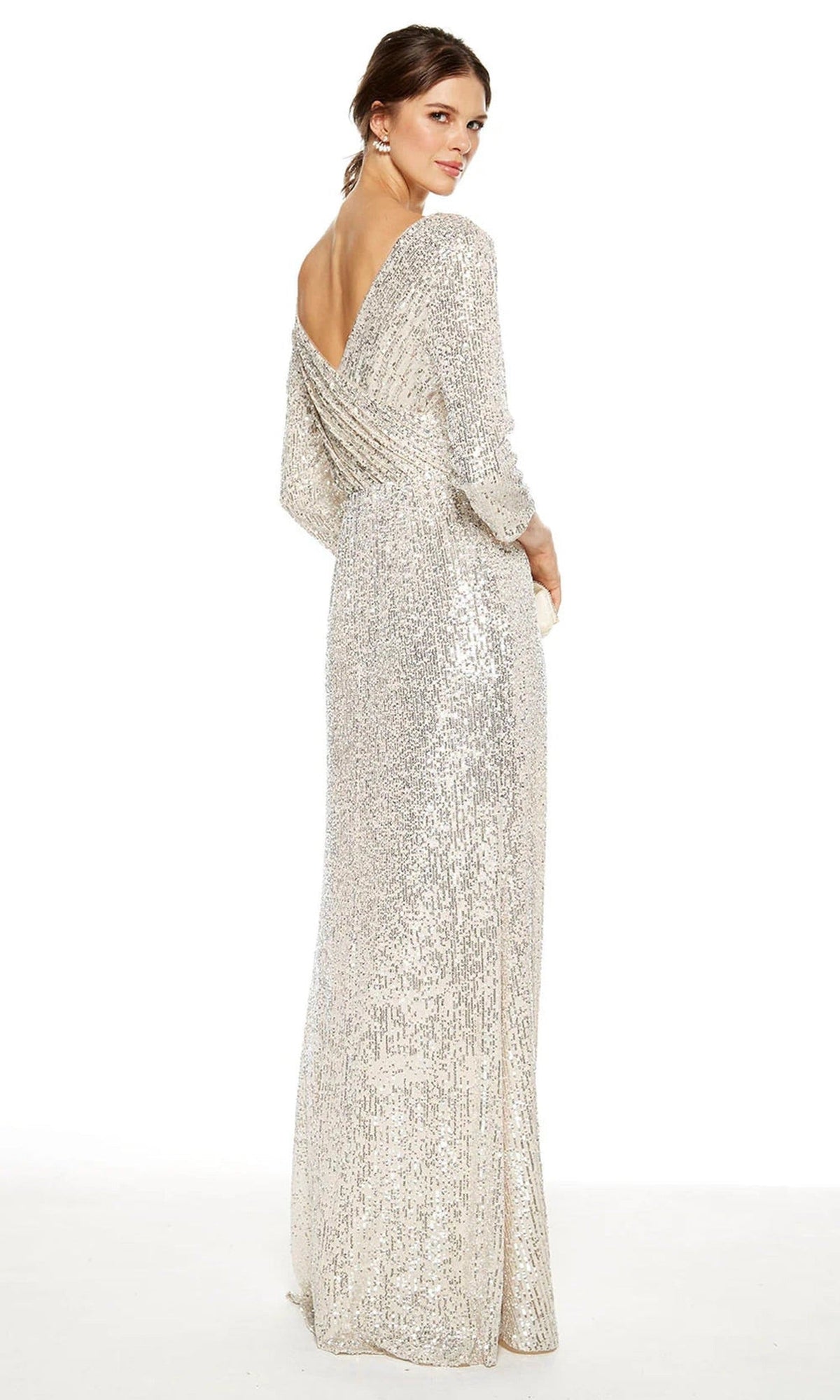 Alyce Paris 27358 - Sequin Mesh V-Neck Gown with Sleeves