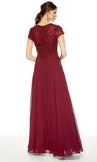 Alyce Paris 27389 - Lace Appliqued V-Neck Chiffon Gown