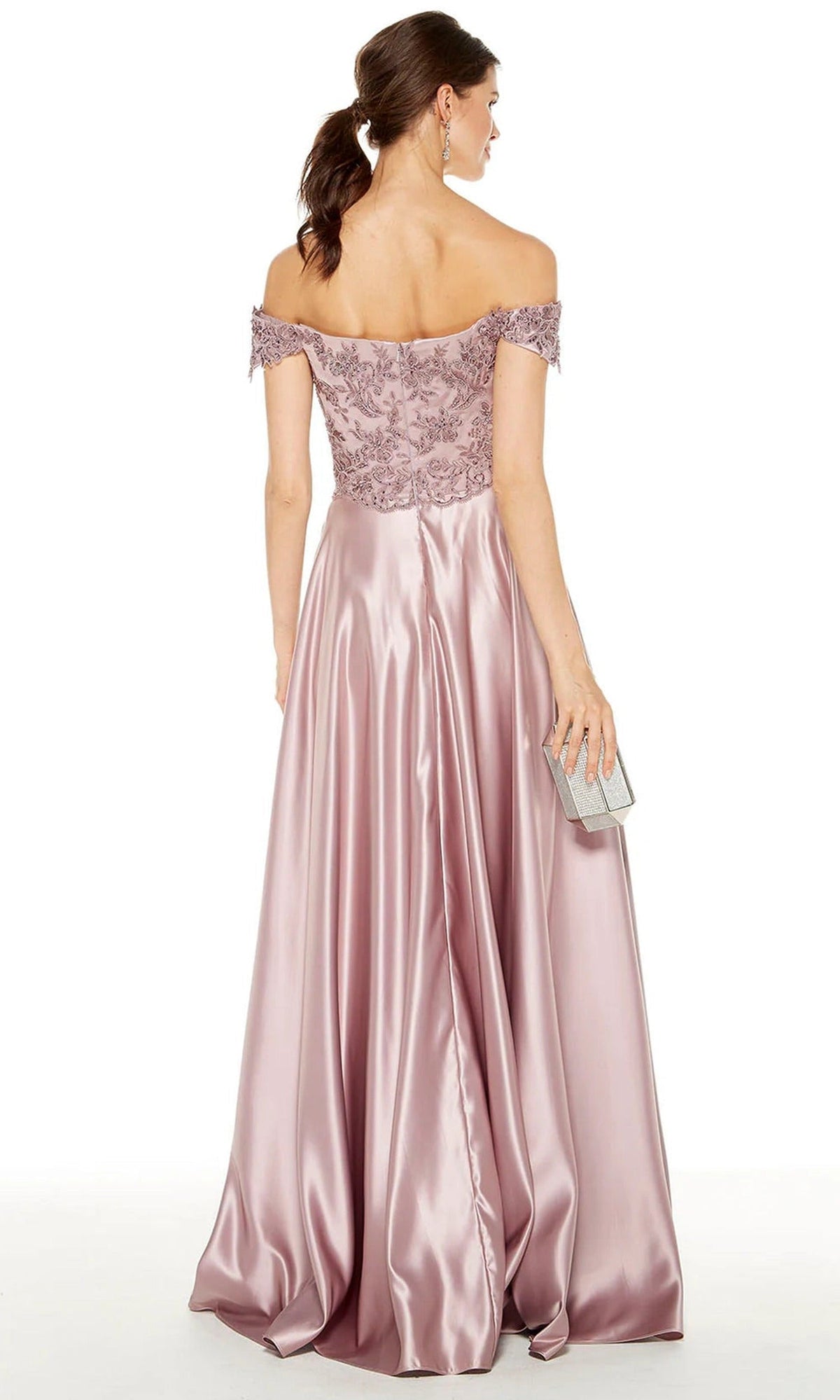 Alyce Paris 27393 - Silk Satin Off-Shoulder Gown