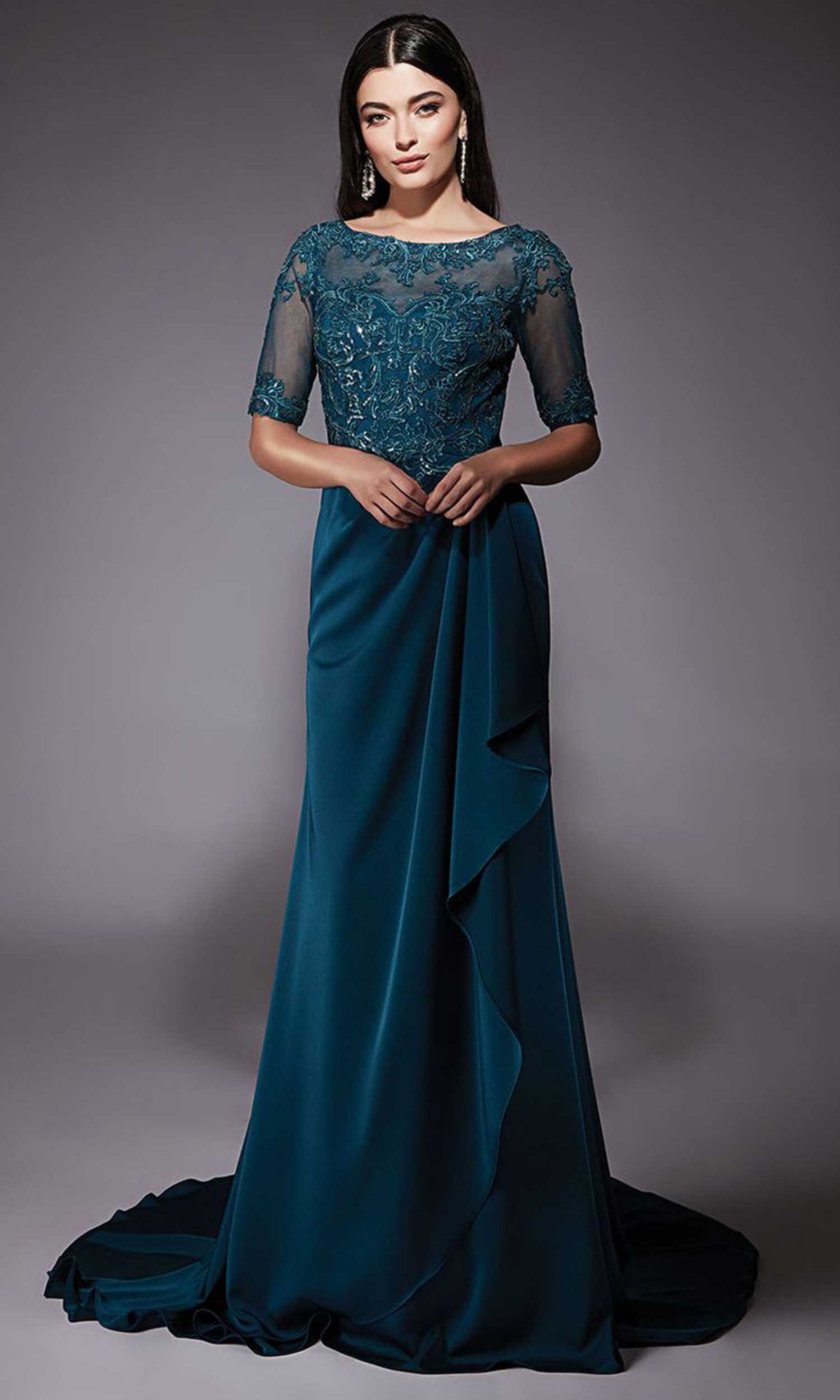 Alyce Paris 27477 - Illusion Bateau Embroidered Sheath Gown