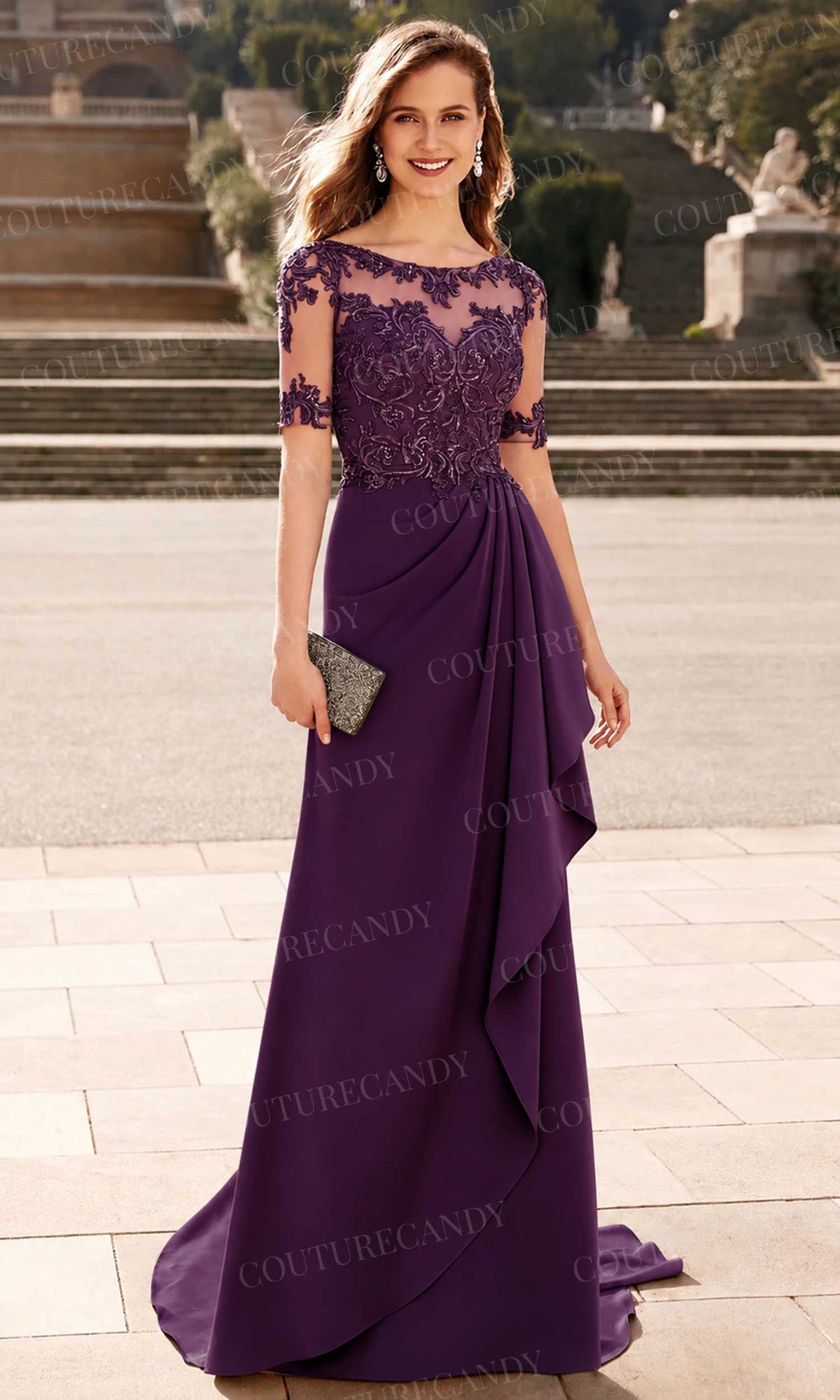 Alyce Paris 27477 - Illusion Bateau Embroidered Sheath Gown