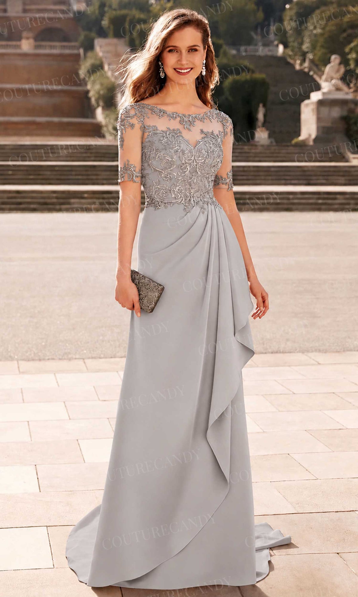 Alyce Paris 27477 - Illusion Bateau Embroidered Sheath Gown
