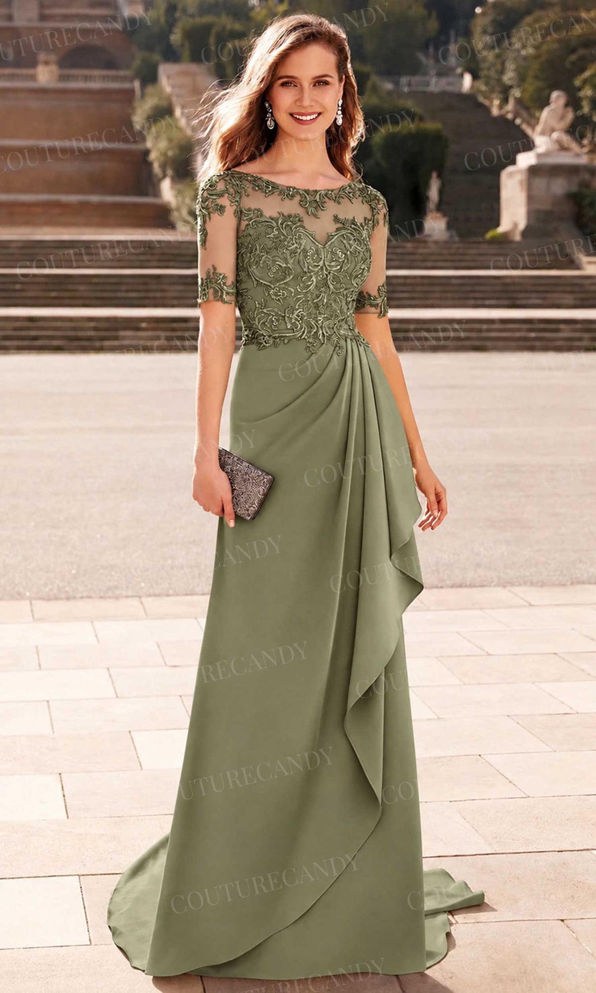 Alyce Paris 27477 - Illusion Bateau Embroidered Sheath Gown