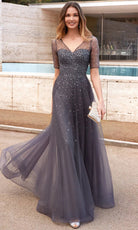 Alyce Paris 27481 - Illusion Short Sleeve Glitter Formal Dress