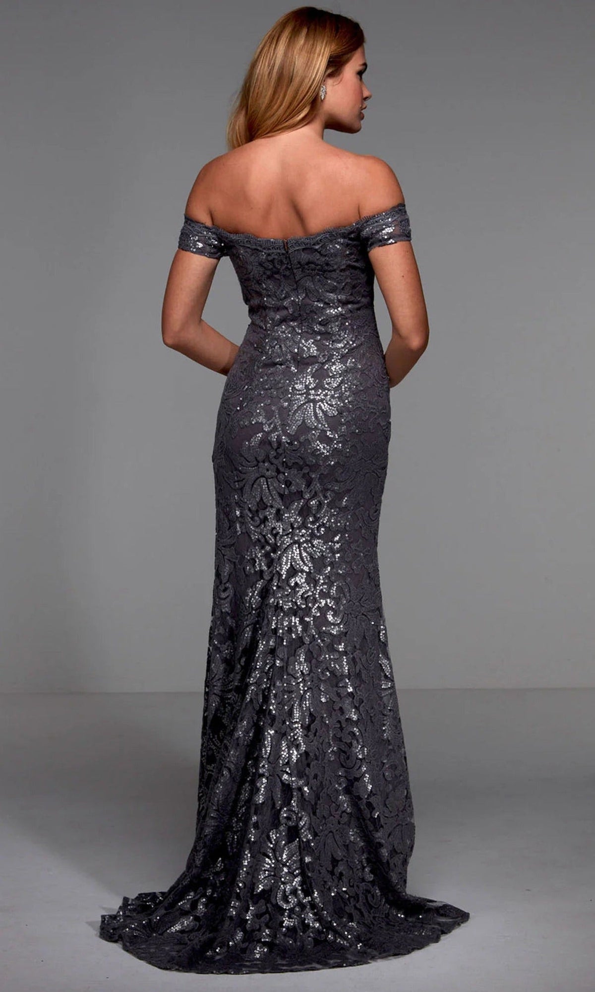 Alyce Paris 27485 - Glitter Floral Lace Fitted Dress