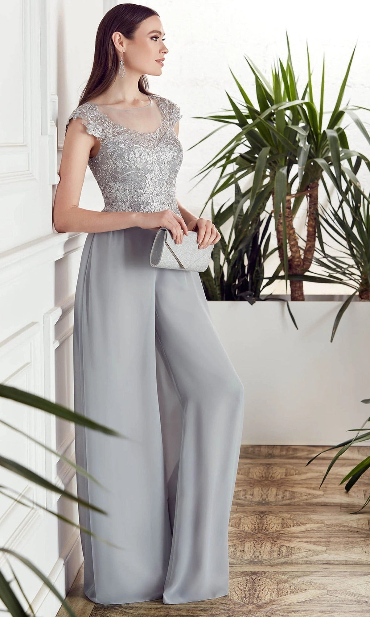 Alyce Paris 27488 - Lace Bodice Illusion Neck Jumpsuit