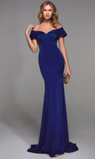 Alyce Paris 27489 - Folded Off Shoulder Sheath Gown
