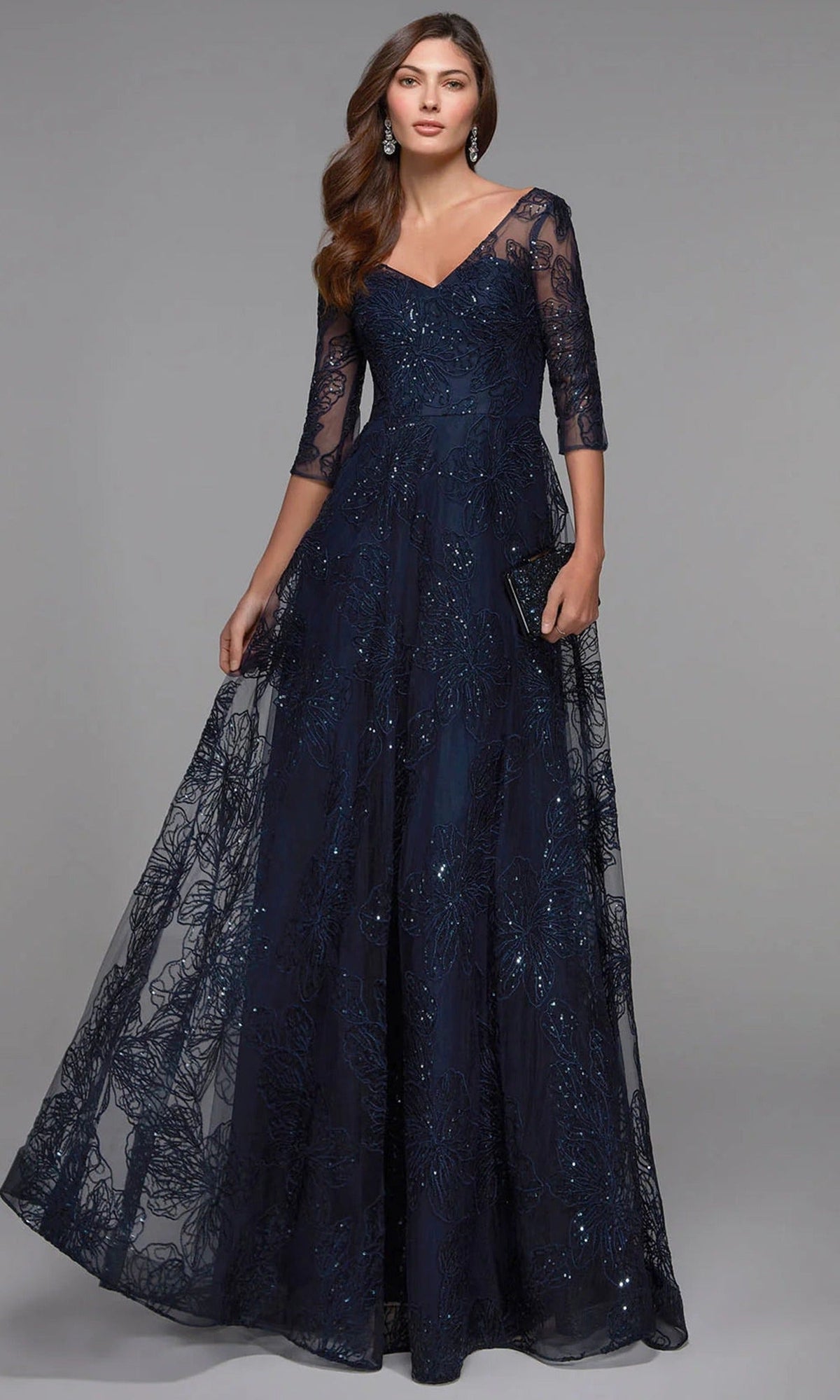 Alyce Paris 27494 - A-Line Formal Dress with Floral Embroidery