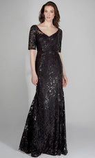 Alyce Paris 27497 - Short Sleeve Patterned Sequin Formal Gown