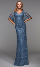 Alyce Paris 27506 - Allover Lace Cape Sleeve Dress