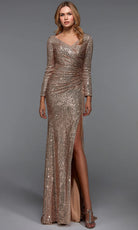Alyce Paris 27523 - Allover Sequin V-Neck Gown with Slit