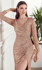 Alyce Paris 27523 - Allover Sequin V-Neck Gown with Slit