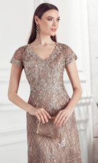 Alyce Paris 27525 - Floral Lace Short Sleeve Evening Gown